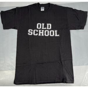 Gildan "Old School" Black T shirt Vintage Y2k Size Medium (C52)